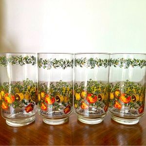 Vintage 70’s libbey spice of life mushroom tomato print set of four VTG glasses